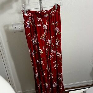 New Look Red Pleated Wide Leg Pants